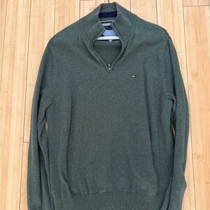 Tommy Hilfiger Men's Olive Zip-Up Sweater